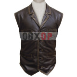 City Boy Distressed Brown Leather Vest